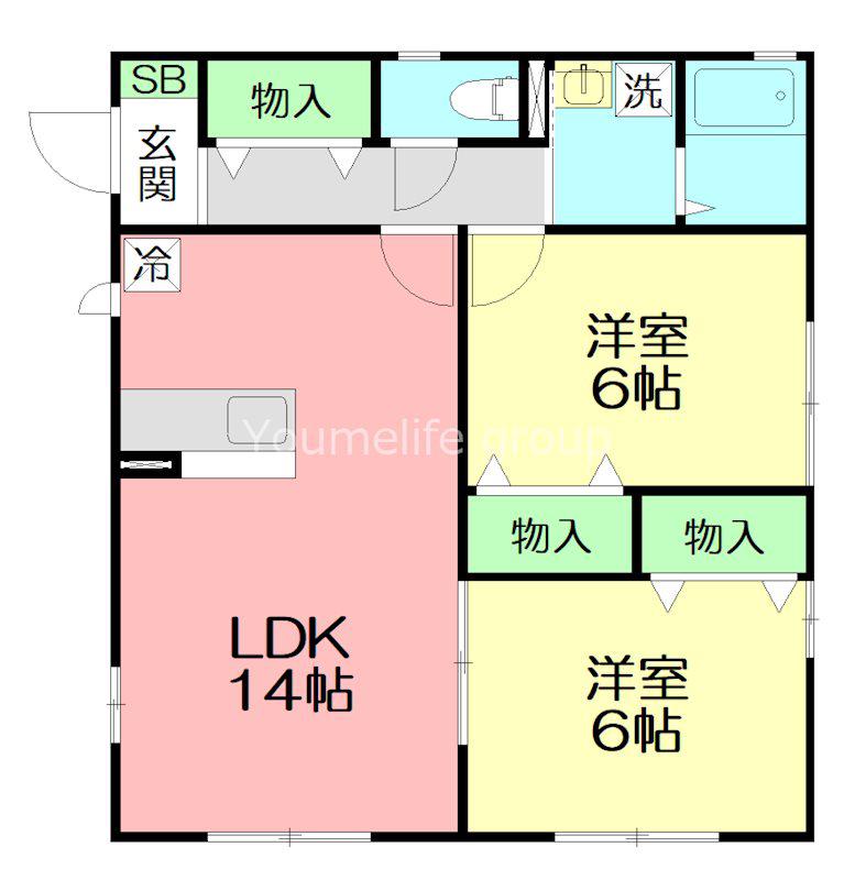 コゥジィーコート II(2LDK/2階)の間取り写真