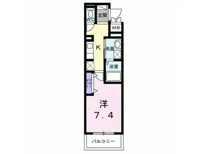 ヒカルサ京都御薗橋通(1K/2階)の間取り写真