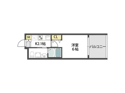 コンチネンタル東小橋(1K/9階)の間取り写真
