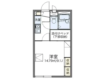 レオパレスリベェール(1K/1階)の間取り写真