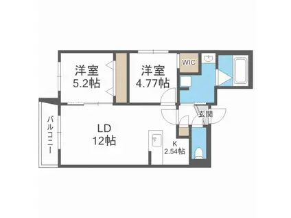 DAIYA SFIDA SAPPORO CITY ダイヤスフィーダ(2LDK/2階)の間取り写真