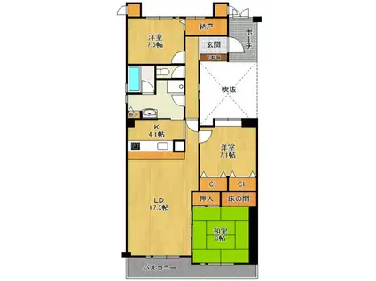 ガーデンヒル苦楽園(3LDK/2階)の間取り写真