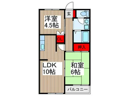 サニーベール(2LDK/1階)の間取り写真