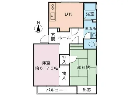 パークヒルいずみ中央(2DK/1階)の間取り写真