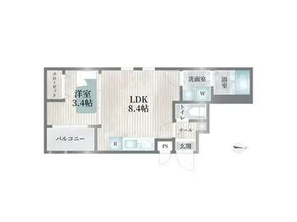 CHERIM志賀本通VAGUE(1LDK/3階)の間取り写真