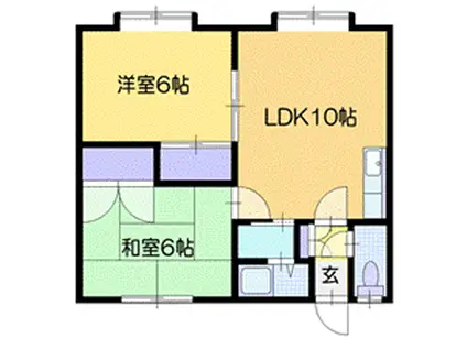 ドミール幸II(2LDK/1階)の間取り写真