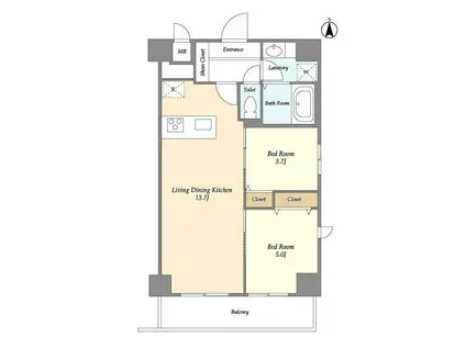 グランカーサ南千住(2LDK/6階)の間取り写真