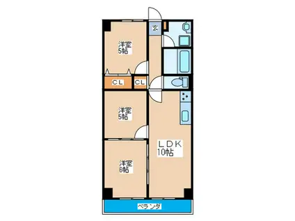 ドルミ京橋(3LDK/10階)の間取り写真