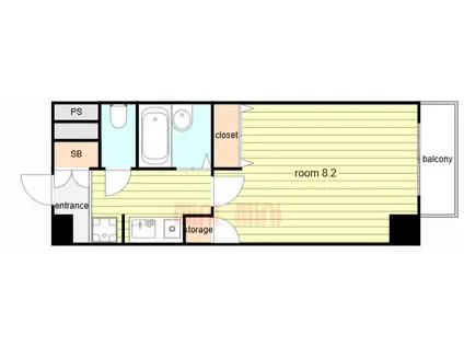 ヴィラセゾン甲南(1K/1階)の間取り写真