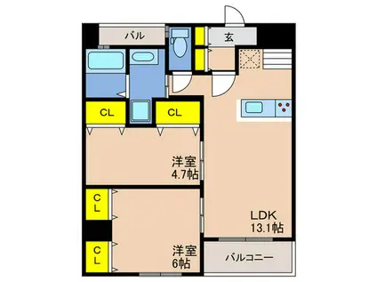 マノワール・ラ山本通(2LDK/3階)の間取り写真