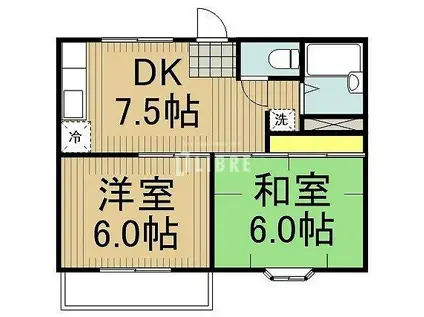 リバーハイム中島(2DK/2階)の間取り写真