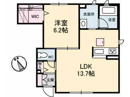 FOREST EBA(1LDK/1階)の間取り写真