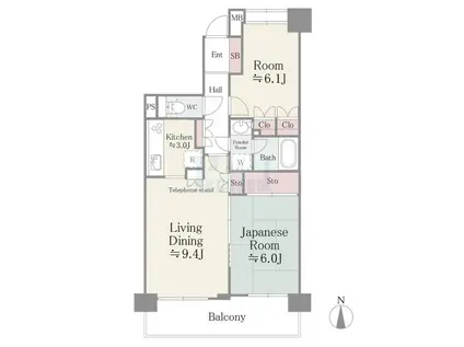 板橋パーク・ホームズ(2LDK/12階)の間取り写真