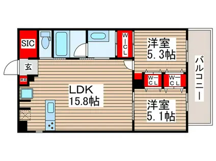アートレジデンスインおおたかの森(2LDK/2階)の間取り写真