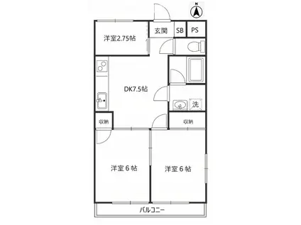 山共ビル(2SDK/2階)の間取り写真