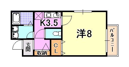 クレール上祇園(1K/1階)の間取り写真
