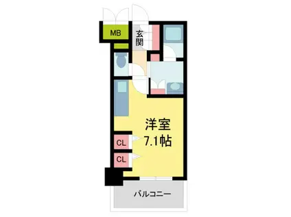 ジオエント西宮北口(ワンルーム/12階)の間取り写真