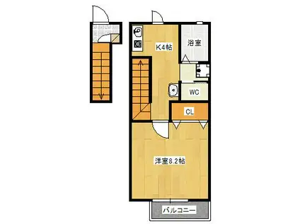 SHRINE(1K/2階)の間取り写真