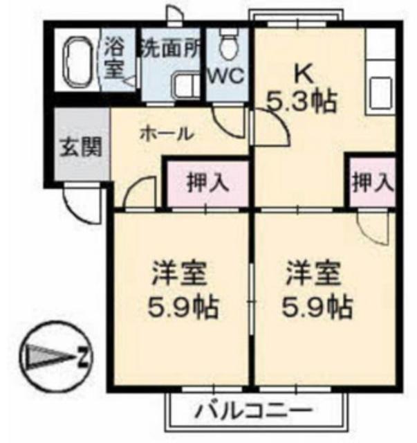 ファミールササキ(2K/2階)の間取り写真