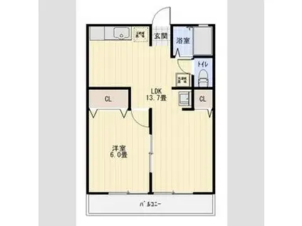 コスモス(2DK/2階)の間取り写真