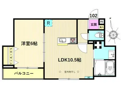 ボニーハウス(1LDK/1階)の間取り写真
