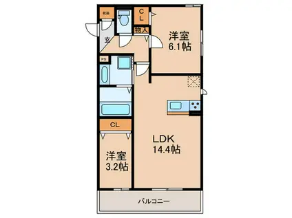 D-RESIDENCE 豊新(2LDK/2階)の間取り写真