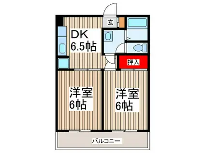 サンクエスト(2DK/2階)の間取り写真