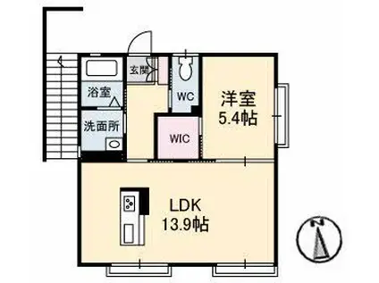 エクラージュ S(1LDK/1階)の間取り写真