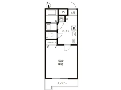 シャトレ広尾(1K/2階)の間取り写真