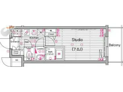 グランドガーラ横濱山下町(1K/4階)の間取り写真