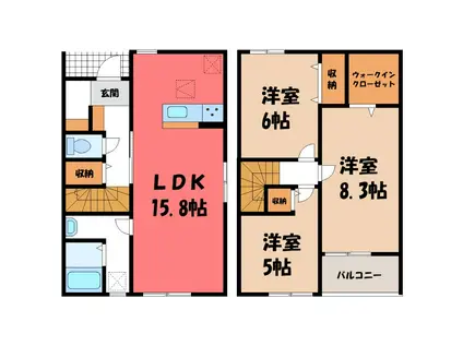 リーブルファイン深谷駅 II(3LDK/1階)の間取り写真