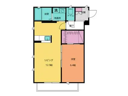 蟻ヶ崎ヒルズ(1LDK/2階)の間取り写真