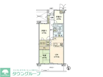 パストラルハイム五月台(3LDK/5階)の間取り写真