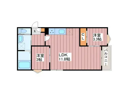 REGALEST長町一丁目NA(2LDK/1階)の間取り写真