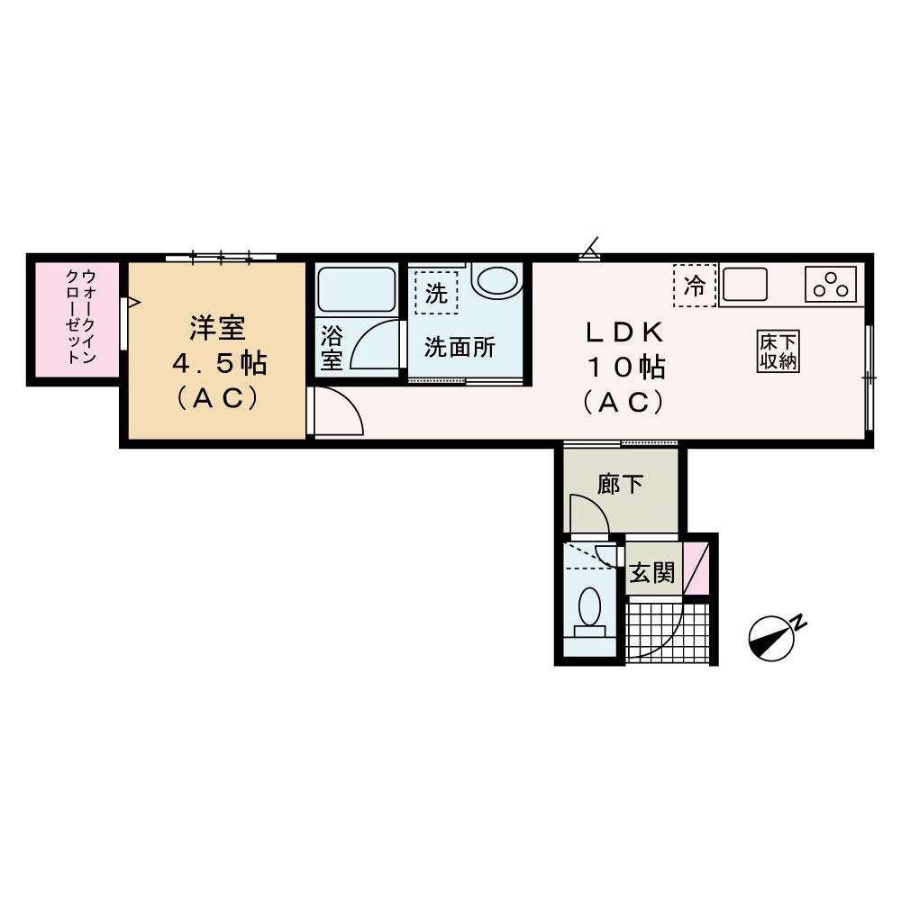 エスワンハイツ古淵(1LDK/1階)の間取り写真