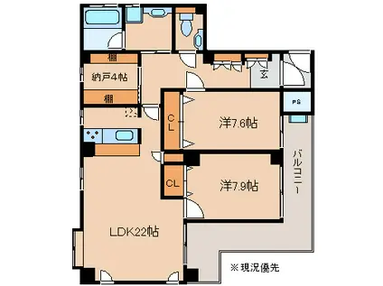 ISHIDOME.1(2SLDK/3階)の間取り写真