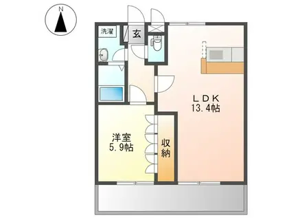 八街市ほ  1LDK(1LDK/2階)の間取り写真