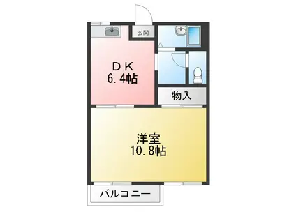 オーキッドレジデンスII B(1DK/2階)の間取り写真