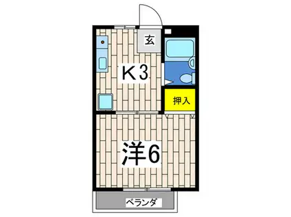 ニューファイブA棟(1K/2階)の間取り写真