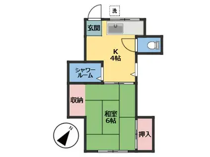 第二葉和ハイツ(1K/1階)の間取り写真