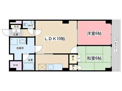 パインベルテ御陵(2LDK/2階)の間取り写真