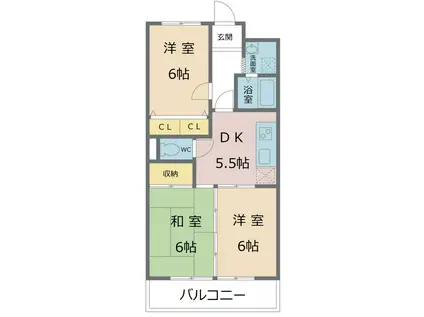 ガーデンハウス塚越(3DK/2階)の間取り写真