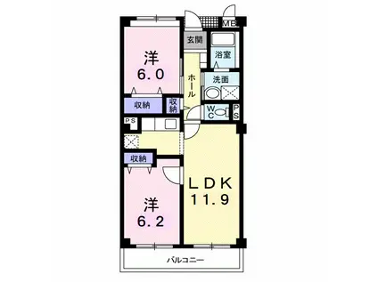 アビタシオン早稲田(2LDK/4階)の間取り写真
