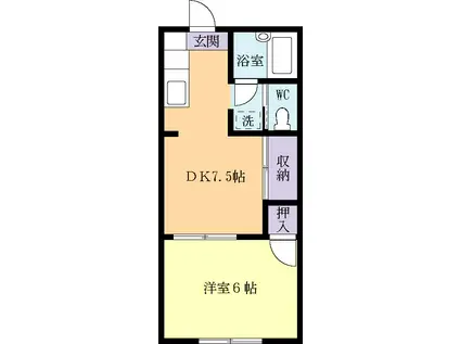 メゾンスリーゼA(1DK/2階)の間取り写真