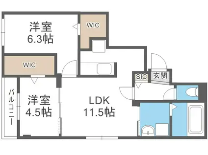 DORMIRE新札幌(2LDK/3階)の間取り写真