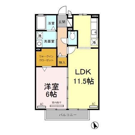 リビングタウン下新北町(1LDK/1階)の間取り写真