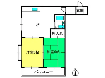 第8ハクサンハイツ2号棟(2DK/2階)の間取り写真
