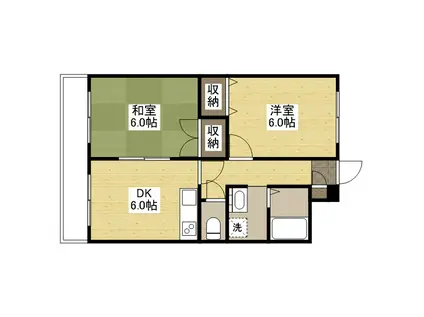 サンハーモニーキッタカ(2DK/3階)の間取り写真