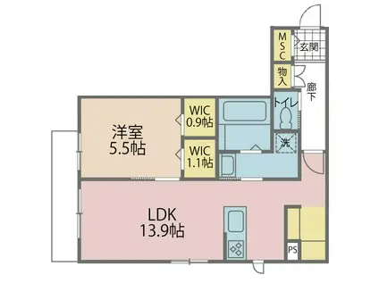 グリシーヌ(1LDK/2階)の間取り写真