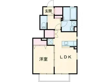 グランテスタ B棟(1LDK/1階)の間取り写真